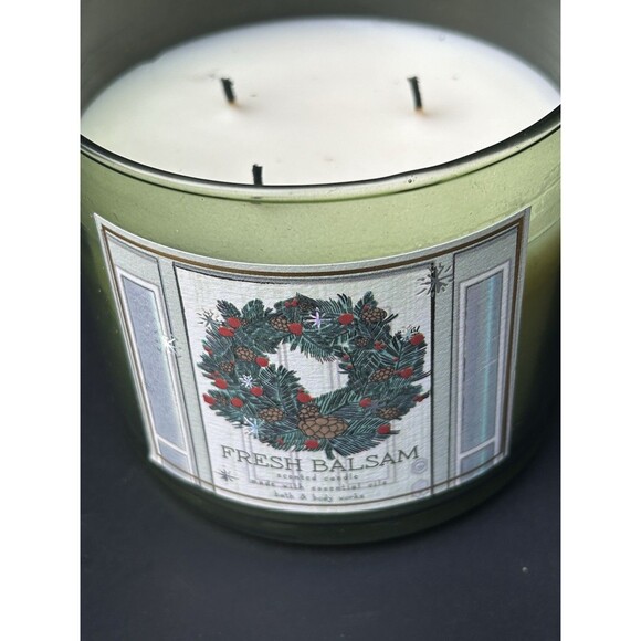 Bath And Body Works Christmas Fresh Balsam Candle & Candle Pedestal Holder - Picture 3 of 9